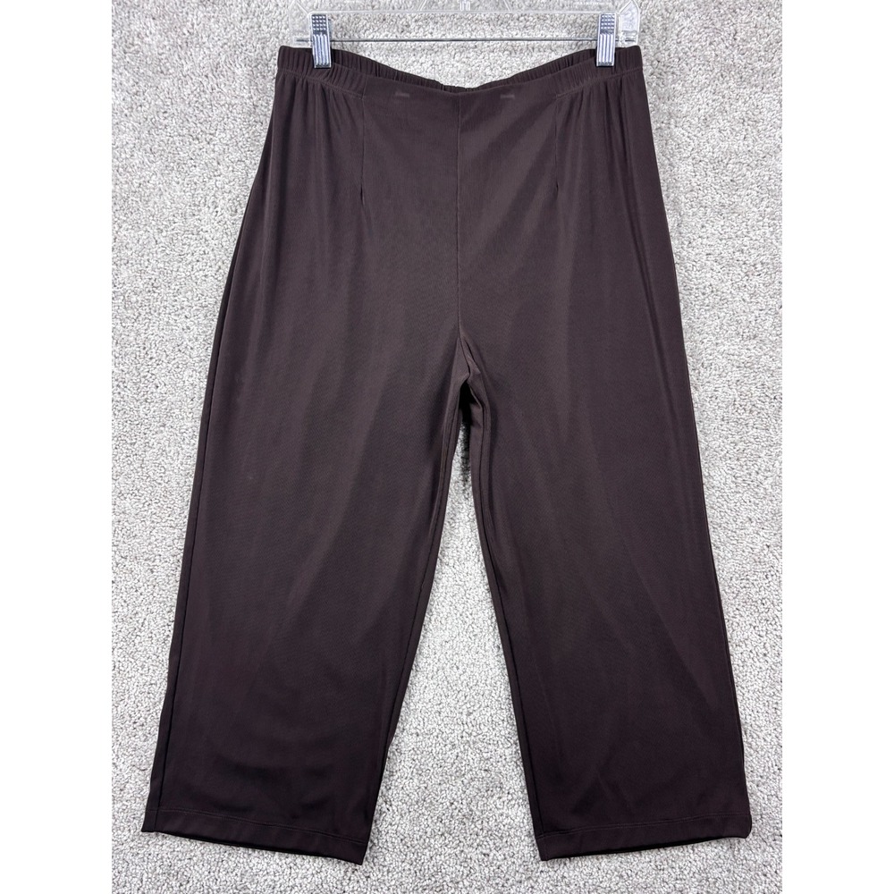 Easywear by Chico's‎ Brown Ribbed Cropped Pull On Pants Womens Size 2 Large